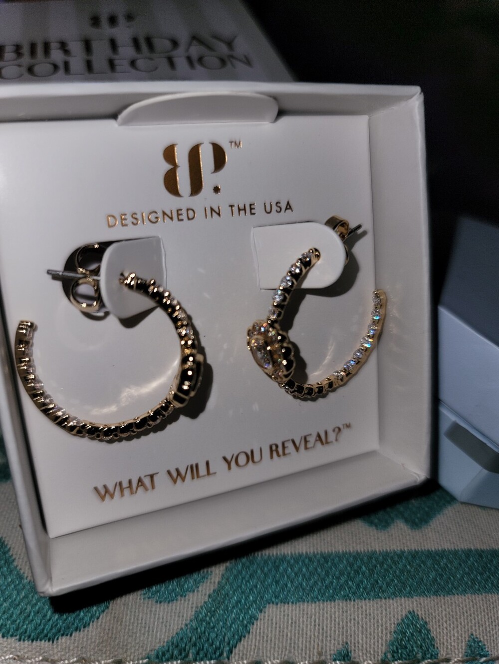 NWT-BP the Genevieve Hoops. Diamond Cubic Zirconia Gold Plating Hoops Earrings